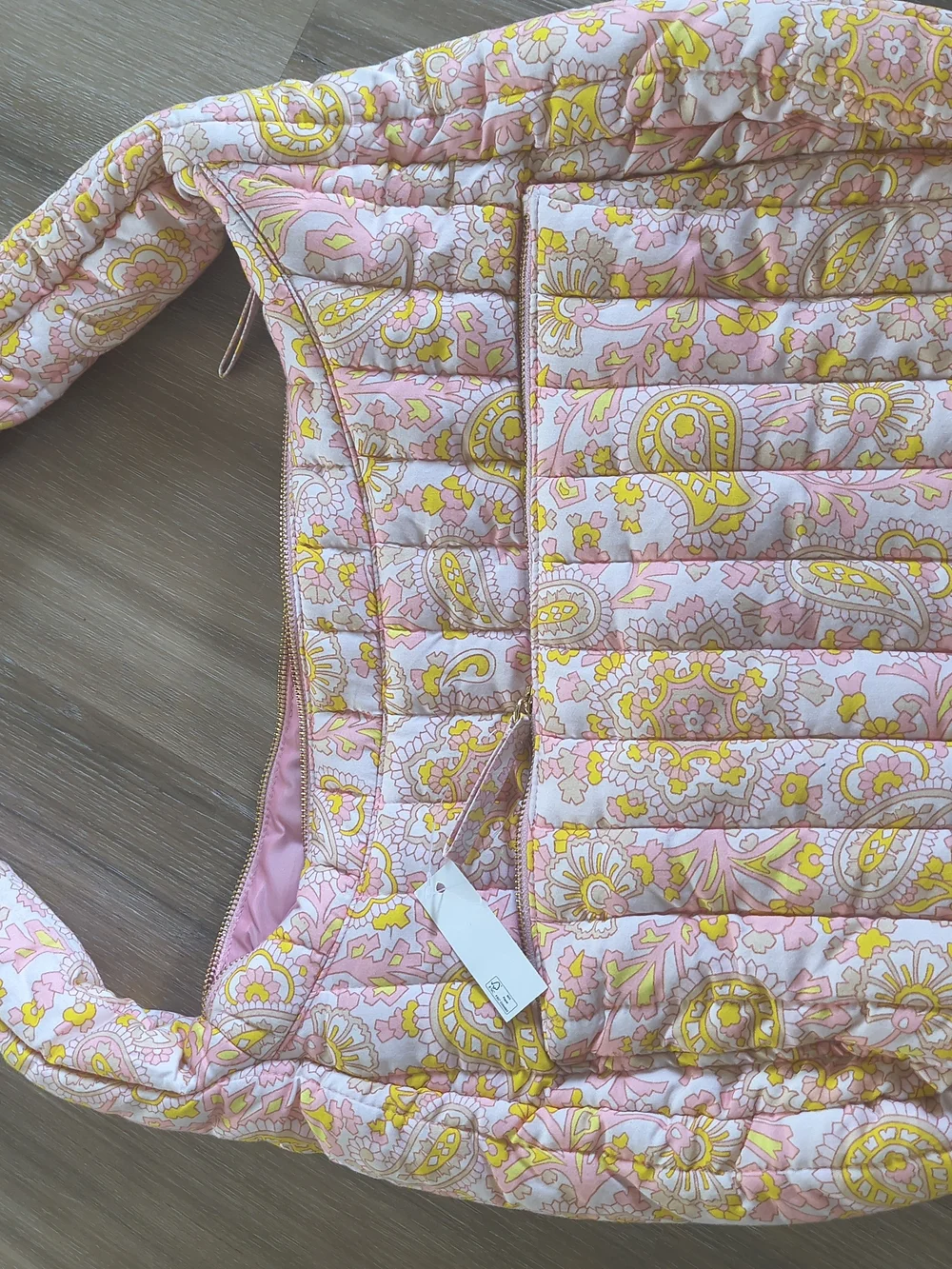 Quilted Pink & Yellow Paisley Shoulder Bag